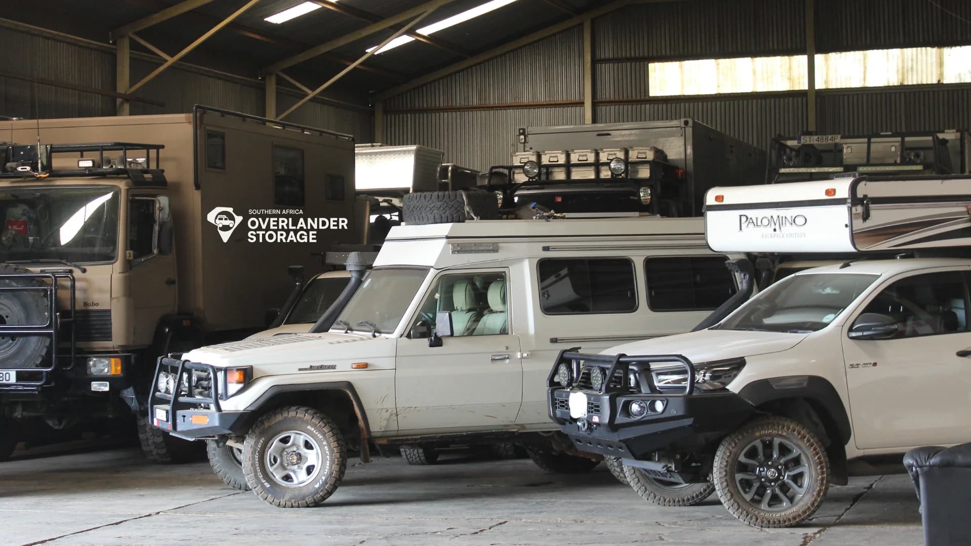 Overlanding vehicles stored at SAOS facility